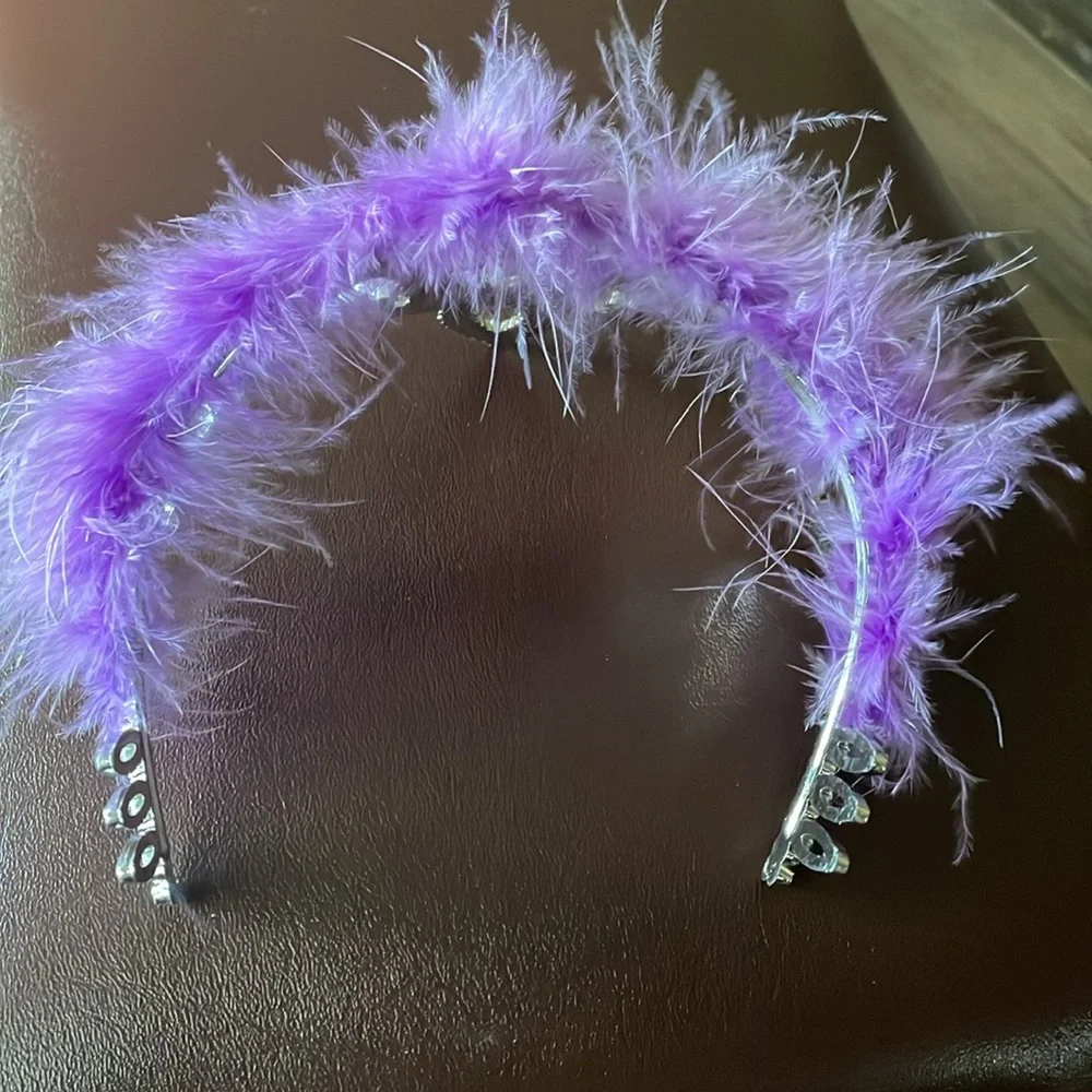 Princess Tiara Silver with purple feathers - One Size Fits Most Child